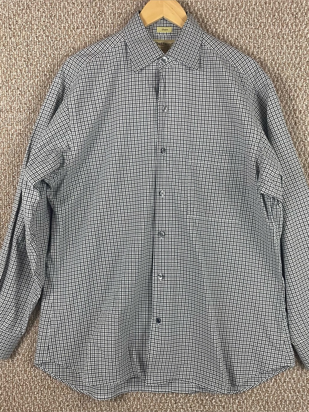 Paul Stuart Shirt Men’s Large Cooper Black Gray Check Long Sleeve Button Down Ws